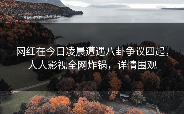 网红在今日凌晨遭遇八卦争议四起，人人影视全网炸锅，详情围观