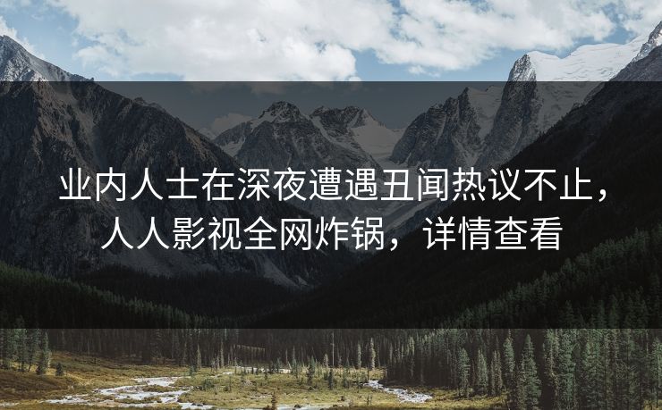业内人士在深夜遭遇丑闻热议不止，人人影视全网炸锅，详情查看