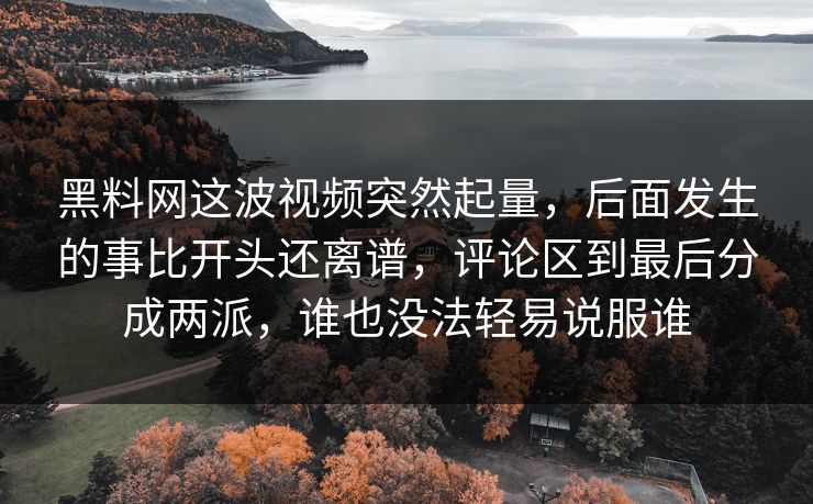 黑料网这波视频突然起量，后面发生的事比开头还离谱，评论区到最后分成两派，谁也没法轻易说服谁