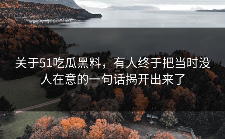 关于51吃瓜黑料，有人终于把当时没人在意的一句话揭开出来了