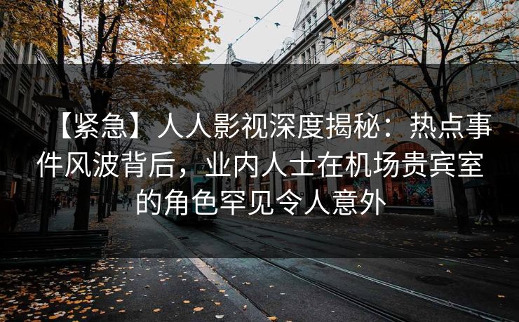 【紧急】人人影视深度揭秘：热点事件风波背后，业内人士在机场贵宾室的角色罕见令人意外