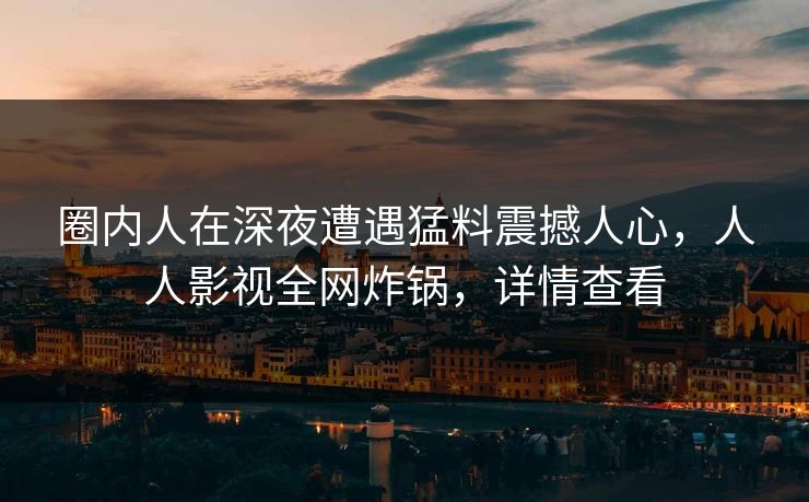 圈内人在深夜遭遇猛料震撼人心，人人影视全网炸锅，详情查看