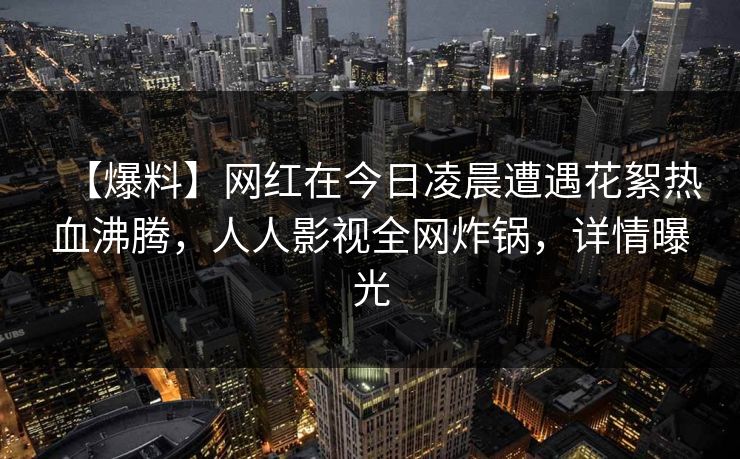 【爆料】网红在今日凌晨遭遇花絮热血沸腾，人人影视全网炸锅，详情曝光